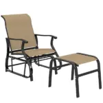Outsunny Outdoor Glider with Ottoman, Patio Glider Chair Set with High Back, Wide Seat for Porch, Garden, Backyard, Tan - Image 11