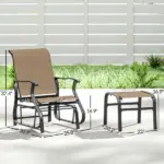 Outsunny Outdoor Glider with Ottoman, Patio Glider Chair Set with High Back, Wide Seat for Porch, Garden, Backyard, Tan - Image 3