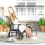 Outsunny Outdoor Glider with Ottoman, Patio Glider Chair Set with High Back, Wide Seat for Porch, Garden, Backyard, Tan - Image 4