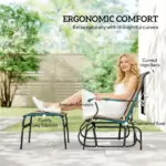 Outsunny Outdoor Glider with Ottoman, Patio Glider Chair Set with High Back, Wide Seat for Porch, Garden, Backyard, Tan - Image 5