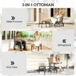 Outsunny Outdoor Glider with Ottoman, Patio Glider Chair Set with High Back, Wide Seat for Porch, Garden, Backyard, Tan - Image 7