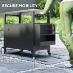 Outsunny Outdoor Grill Cart Table with Stainless Steel Top, Movable Pizza Oven Table with Foldable Side Table, Wheels - Image 8