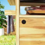 Outdoor Grill Cart with Stainless Steel Top, Solid Wood Outdoor Kitchen Island with Wheels, Storage Cabinets, Natural Wood - Image 9