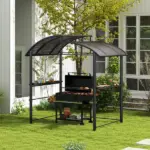 Outsunny Outdoor Grill Gazebo 8x5 with Vented PC Roof Side Shelves Canopy Shelter - Image 2