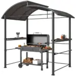 Outsunny Outdoor Grill Gazebo 8x5 with Vented PC Roof Side Shelves Canopy Shelter