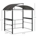 Outsunny Outdoor Grill Gazebo 8x5 with Vented PC Roof Side Shelves Canopy Shelter - Image 3