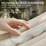 Outsunny Outdoor Hammock 2-Person, with Pillow and Pad, 440 lbs Capacity, Cream White - Image 4
