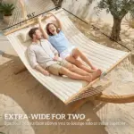 Outsunny Outdoor Hammock 2-Person, with Pillow and Pad, 440 lbs Capacity, Cream White - Image 5