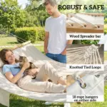 Outsunny Outdoor Hammock 2-Person, with Pillow and Pad, 440 lbs Capacity, Cream White - Image 6