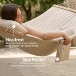 Outsunny Outdoor Hammock 2-Person, with Pillow and Pad, 440 lbs Capacity, Cream White - Image 7