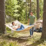 Outsunny Outdoor Hammock 2-Person, with Pillow and Pad, 440 lbs Capacity, Cream White - Image 9