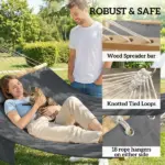 Outsunny Outdoor Hammock 2-Person, with Pillow and Pad, 440 lbs Capacity, Gray - Image 6