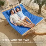 Outsunny Outdoor Hammock 2-Person, with Pillow and Pad, 440 lbs Capacity, Navy Blue - Image 5