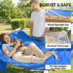 Outsunny Outdoor Hammock 2-Person, with Pillow and Pad, 440 lbs Capacity, Navy Blue - Image 6