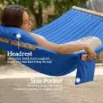 Outsunny Outdoor Hammock 2-Person, with Pillow and Pad, 440 lbs Capacity, Navy Blue - Image 7