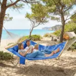 Outsunny Outdoor Hammock 2-Person, with Pillow and Pad, 440 lbs Capacity, Navy Blue - Image 9