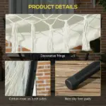 Outsunny Outdoor Hammock Chair with Stand, Swing Hanging Lounge, Cream White with Side Pocket and Headrest - Image 6
