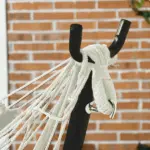 Outsunny Outdoor Hammock Chair with Stand, Swing Hanging Lounge, Cream White with Side Pocket and Headrest - Image 7