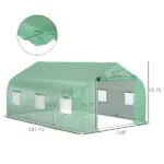 Outdoor High Tunnel Greenhouse, 11.5'x10'x6.5', Portable, with Windows, Deep Green - Image 3