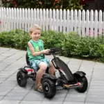 Outdoor Kids Pedal Go Kart Ride-On Toy Black with Adjustable Seat Handbrake Non-Slip Wheels for Boys Girls 5-12 - Image 2