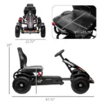 Outdoor Kids Pedal Go Kart Ride-On Toy Black with Adjustable Seat Handbrake Non-Slip Wheels for Boys Girls 5-12 - Image 3