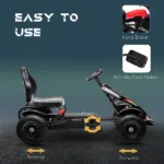 Outdoor Kids Pedal Go Kart Ride-On Toy Black with Adjustable Seat Handbrake Non-Slip Wheels for Boys Girls 5-12 - Image 5