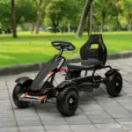 Outdoor Kids Pedal Go Kart Ride-On Toy Black with Adjustable Seat Handbrake Non-Slip Wheels for Boys Girls 5-12 - Image 10