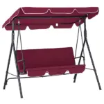 Outsunny Outdoor Patio Swing Chair with Adjustable Tilt Canopy and Removable Cushion, Red - Image 11