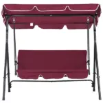 Outsunny Outdoor Patio Swing Chair with Adjustable Tilt Canopy and Removable Cushion, Red