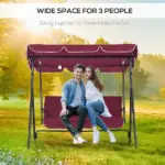 Outsunny Outdoor Patio Swing Chair with Adjustable Tilt Canopy and Removable Cushion, Red - Image 6