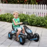 Aosom Outdoor Pedal Go Kart for Kids with Adjustable Seat, Anti-Slip Wheels, Suspension, Hand Brake, Blue - Image 2