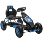Aosom Outdoor Pedal Go Kart for Kids with Adjustable Seat, Anti-Slip Wheels, Suspension, Hand Brake, Blue