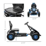 Aosom Outdoor Pedal Go Kart for Kids with Adjustable Seat, Anti-Slip Wheels, Suspension, Hand Brake, Blue - Image 3