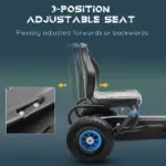 Aosom Outdoor Pedal Go Kart for Kids with Adjustable Seat, Anti-Slip Wheels, Suspension, Hand Brake, Blue - Image 4