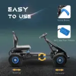 Aosom Outdoor Pedal Go Kart for Kids with Adjustable Seat, Anti-Slip Wheels, Suspension, Hand Brake, Blue - Image 5