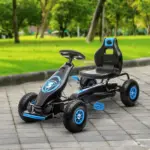 Aosom Outdoor Pedal Go Kart for Kids with Adjustable Seat, Anti-Slip Wheels, Suspension, Hand Brake, Blue - Image 10