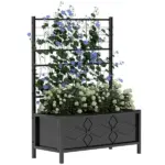 Outsunny Outdoor Planter Box Galvanized Raised Garden Bed with Trellis for Climbing Vines, 35.4" x 15.7" x 47.2", Black - Image 11
