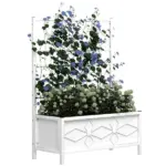 Outdoor Planter Box Galvanized Raised Garden Bed with Trellis for Climbing Vines, 35.4" x 15.7" x 47.2", White - Image 11