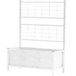 Outdoor Planter Box Galvanized Raised Garden Bed with Trellis for Climbing Vines, 35.4" x 15.7" x 47.2", White
