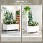 Outdoor Planter Box Galvanized Raised Garden Bed with Trellis for Climbing Vines, 35.4" x 15.7" x 47.2", White - Image 4