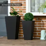 Outsunny Outdoor Planter Set 2-Pack MgO Flower Pots Black with Drainage Entryway Patio Yard Garden - Image 2