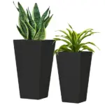 Outsunny Outdoor Planter Set 2-Pack MgO Flower Pots Black with Drainage Entryway Patio Yard Garden - Image 11