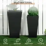Outsunny Outdoor Planter Set 2-Pack MgO Flower Pots Black with Drainage Entryway Patio Yard Garden - Image 5