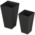 Outsunny Outdoor Planter Set 2-Pack MgO Flower Pots Black with Drainage Entryway Patio Yard Garden - Image 8