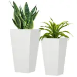 Outdoor Planter Set 2-Pack MgO Flower Pots White Drainage for Garden Patio Yard Elegance - Image 11