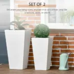 Outdoor Planter Set 2-Pack MgO Flower Pots White Drainage for Garden Patio Yard Elegance - Image 4