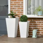 Outdoor Planter Set 2-Pack MgO Flower Pots White Drainage for Garden Patio Yard Elegance - Image 10