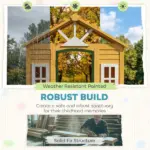 Qaba Wooden Outdoor Kids Playhouse with Door 3 Windows and 2 Flower Boxes Brown Ages 3-8 - Image 3