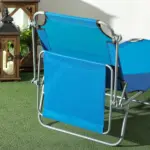 Outdoor Pool Chaise Lounge Chair, Folding Tanning Chair with Sun Shade, Blue - Image 7