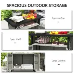 Outdoor Pool Towel Storage Cabinet Organizer, Pool Towel Holder with Shelf and Cabinet, Pool Valet with Weather-Resistant PE Rattan and Steel Frame, Gray - Image 4